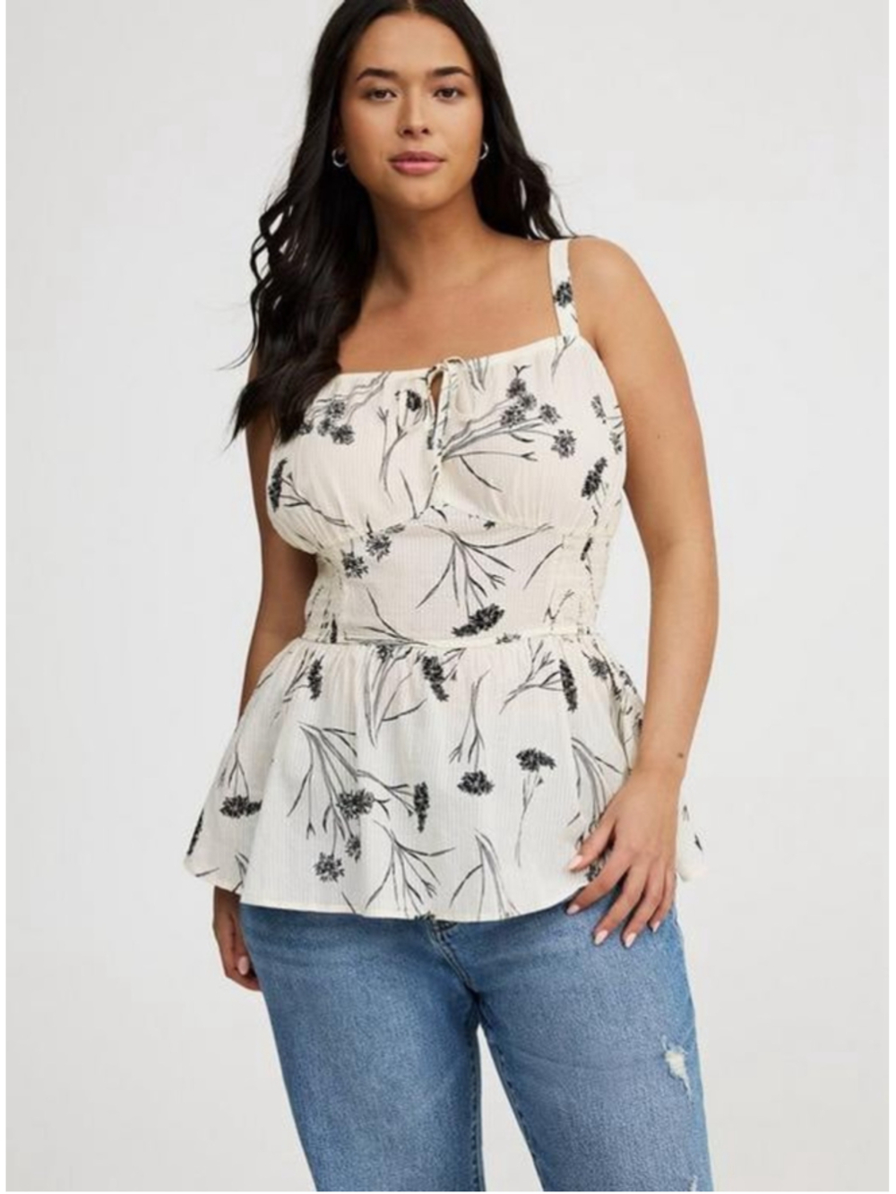 Torrid Smocked Tie Front Cami Tank Top